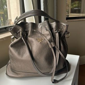 Prada  brown and gold tan color travel tote